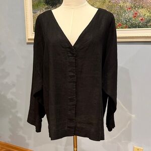 Eileen Fisher Black V-Neck Blouse